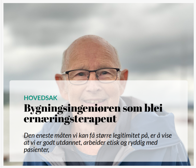Ernæringsterapeut MNNH Jens Veiersted - bioingeniøren som blei ernæringsterapeut